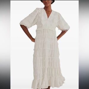 NWT farm rio ruffles trim midi dress